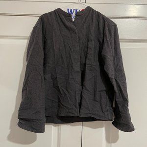 Muji Medium Cropped Collarless Flannel Gray